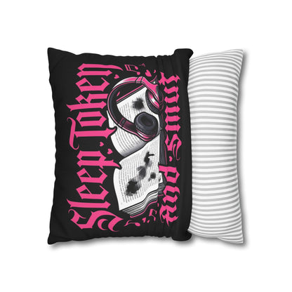 Sleep, Token & Smut Square Pillowcase — Gothic Bookish Headphone Decor