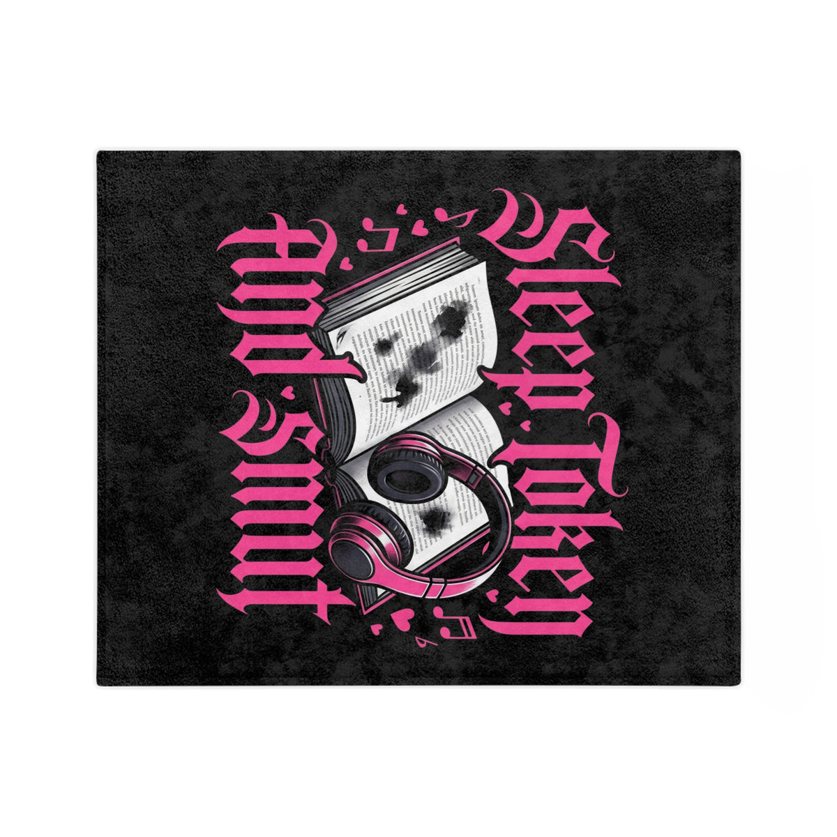Sleep, Token, and Smut Microfiber Blanket — Cozy Book & Headphone Graphic Throw