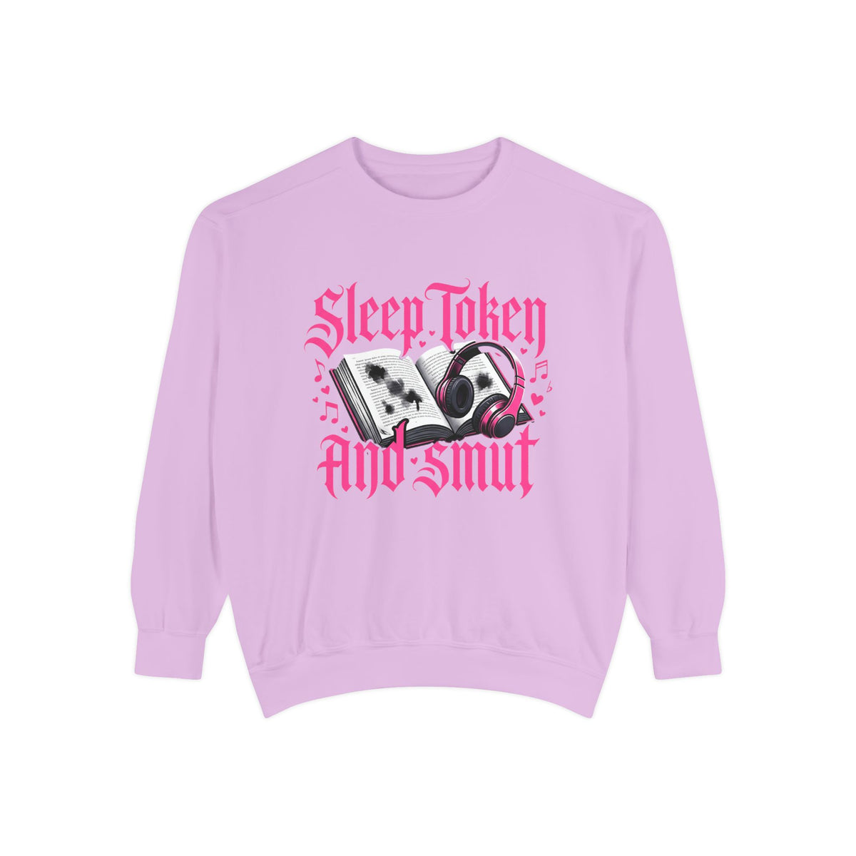 Sleep.Taken And Smut Graphic Sweatshirt — Gothic Pink Skull Crewneck