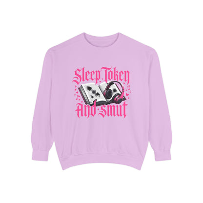 Sleep.Taken And Smut Graphic Sweatshirt — Gothic Pink Skull Crewneck