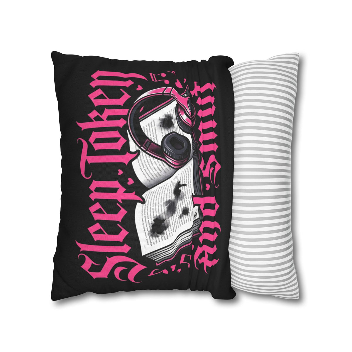 Sleep, Token & Smut Square Pillowcase — Gothic Bookish Headphone Decor