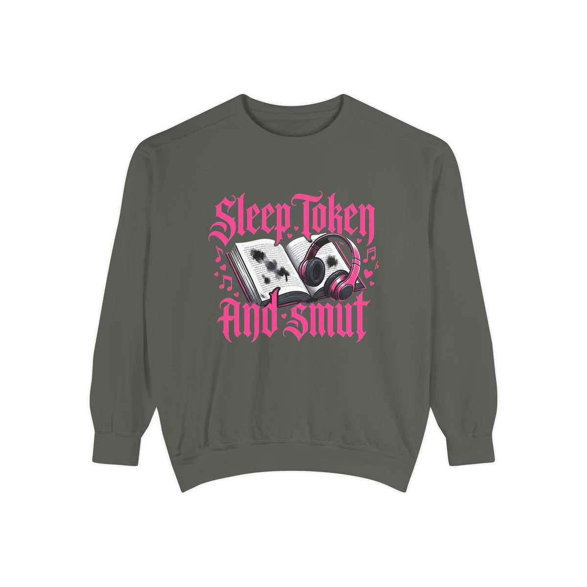 Sleep.Taken And Smut Graphic Sweatshirt — Gothic Pink Skull Crewneck