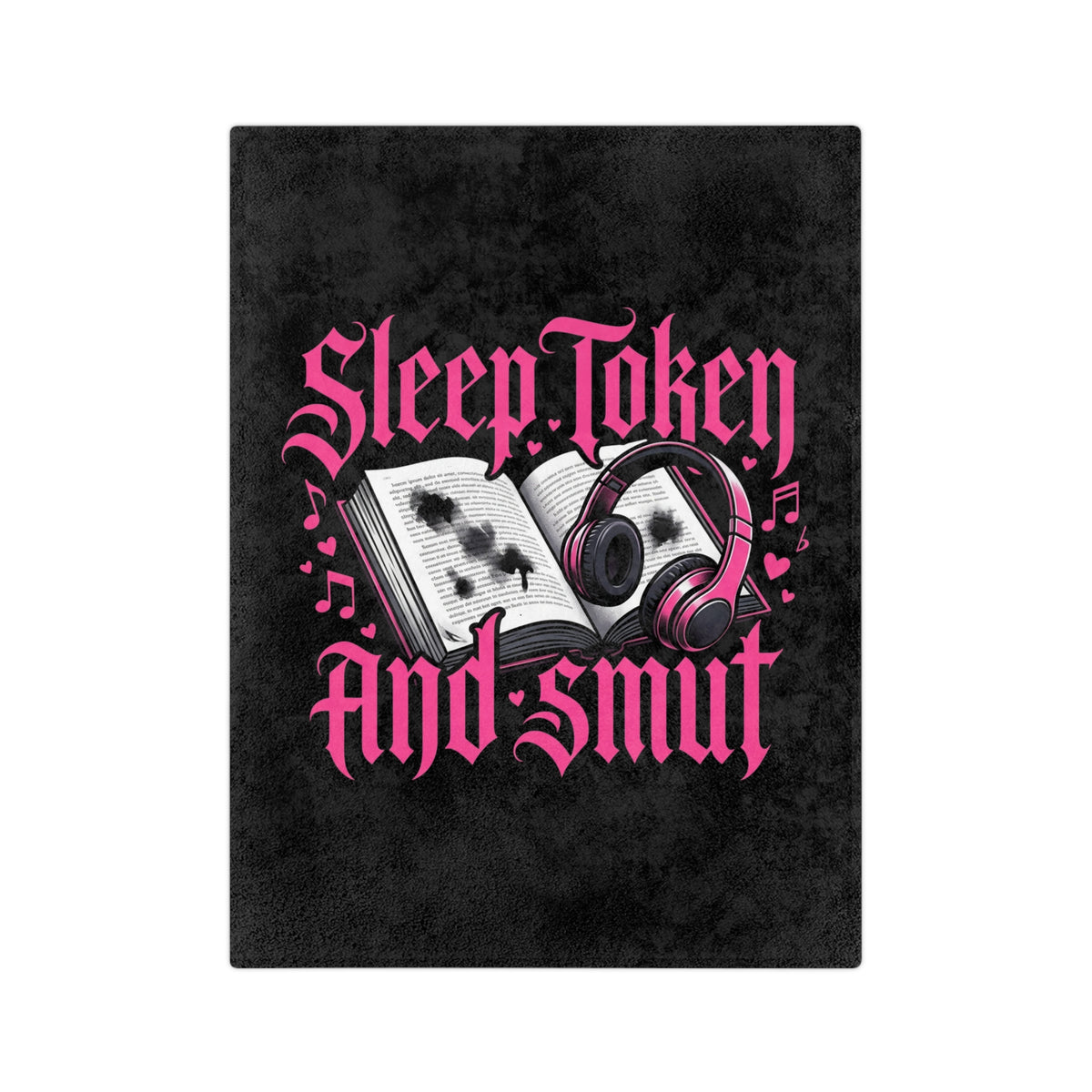 Sleep, Token, and Smut Microfiber Blanket — Cozy Book & Headphone Graphic Throw
