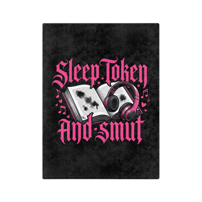 Sleep, Token, and Smut Microfiber Blanket — Cozy Book & Headphone Graphic Throw