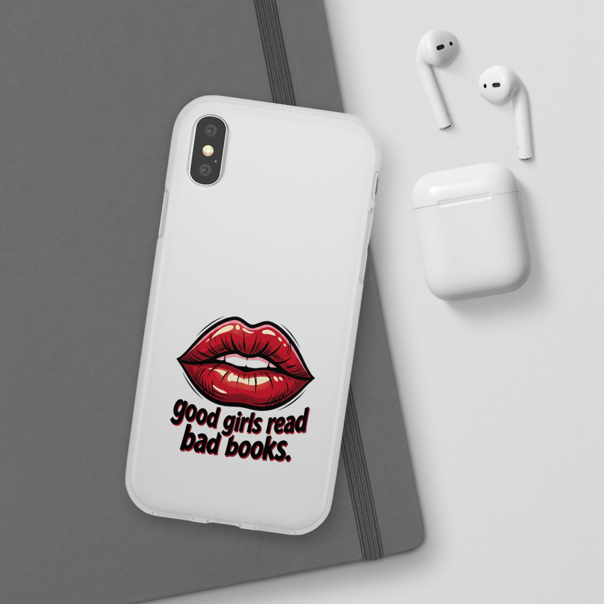 Phone Case — 'Good Girls Read Bad Books' Red Lips Slim Flexi Case