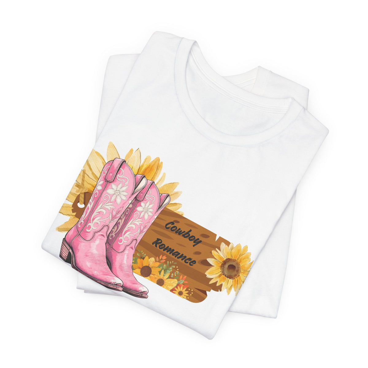 Country Romance T-Shirt — Pink Cowboy Boots & Sunflowers Tee