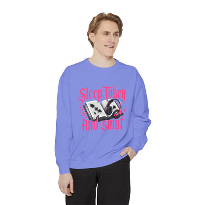 Sleep.Taken And Smut Graphic Sweatshirt — Gothic Pink Skull Crewneck