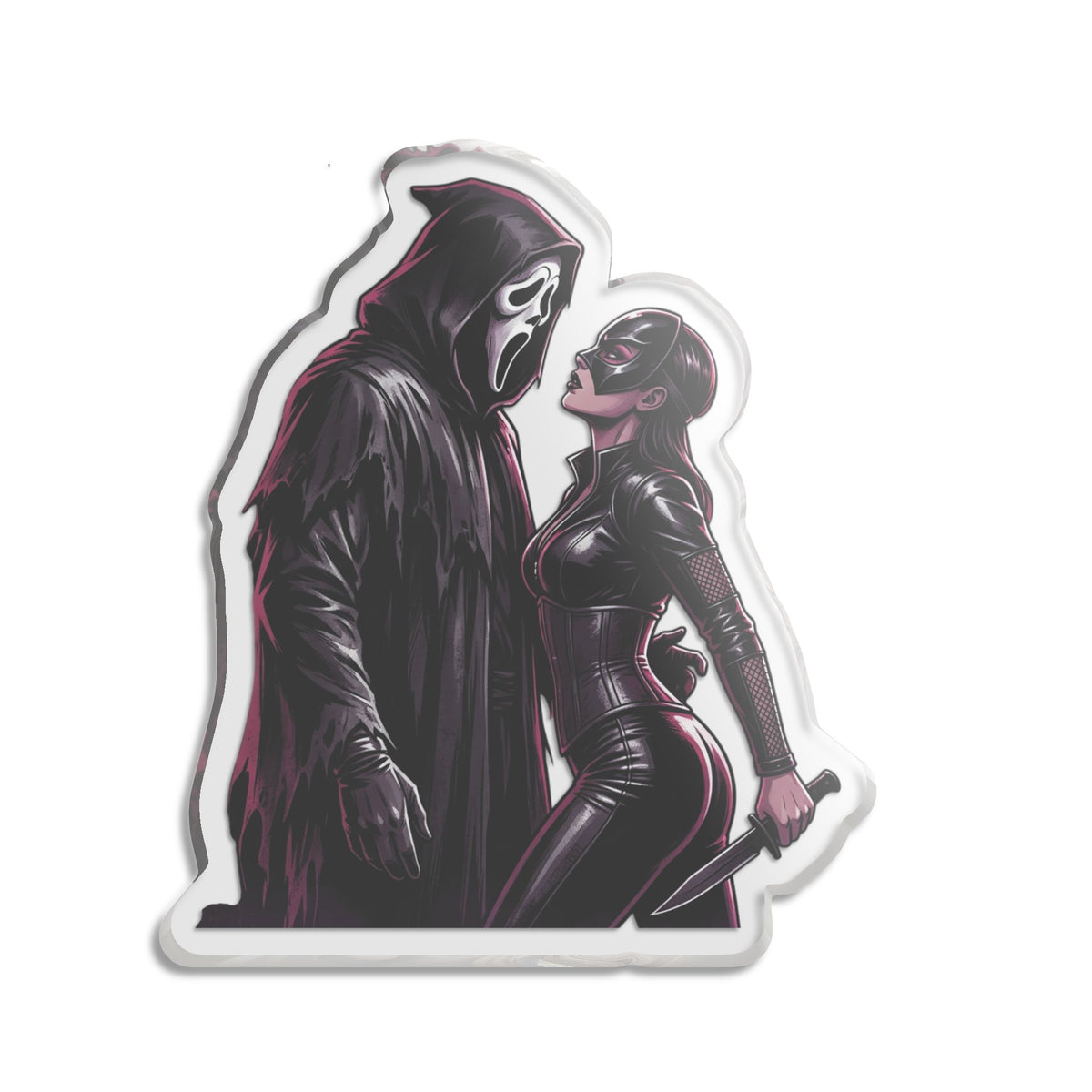 Horror Couple Cutout Statue — Grim Reaper & Assassin Figurine