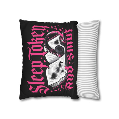 Sleep, Token & Smut Square Pillowcase — Gothic Bookish Headphone Decor