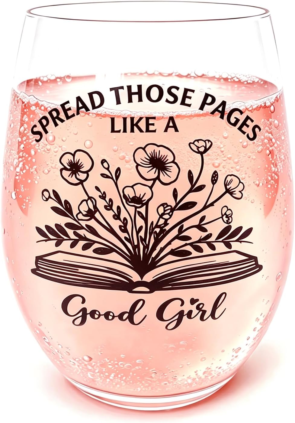 Funny Wine Glasses for Women, Stemless Gift for Book Lovers 15OZ
