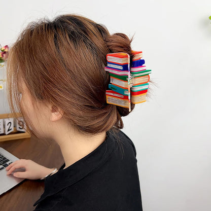 Doneace Book Hair Claw Clips Back To School Hair Clips for Thin Hair Funny Teacher Hair Jaw Barrettes Cute Hair Accessories for Women Book Lovers Teachers Appreaction Present