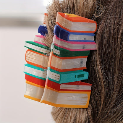 Doneace Book Hair Claw Clips Back To School Hair Clips for Thin Hair Funny Teacher Hair Jaw Barrettes Cute Hair Accessories for Women Book Lovers Teachers Appreaction Present