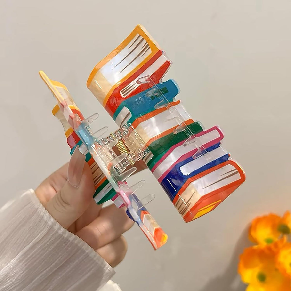 Doneace Book Hair Claw Clips Back To School Hair Clips for Thin Hair Funny Teacher Hair Jaw Barrettes Cute Hair Accessories for Women Book Lovers Teachers Appreaction Present