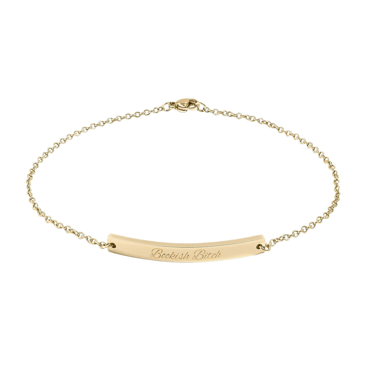 Engravable Curved Bar Anklet — Personalized Minimalist Anklet (Rose Gold or Black)