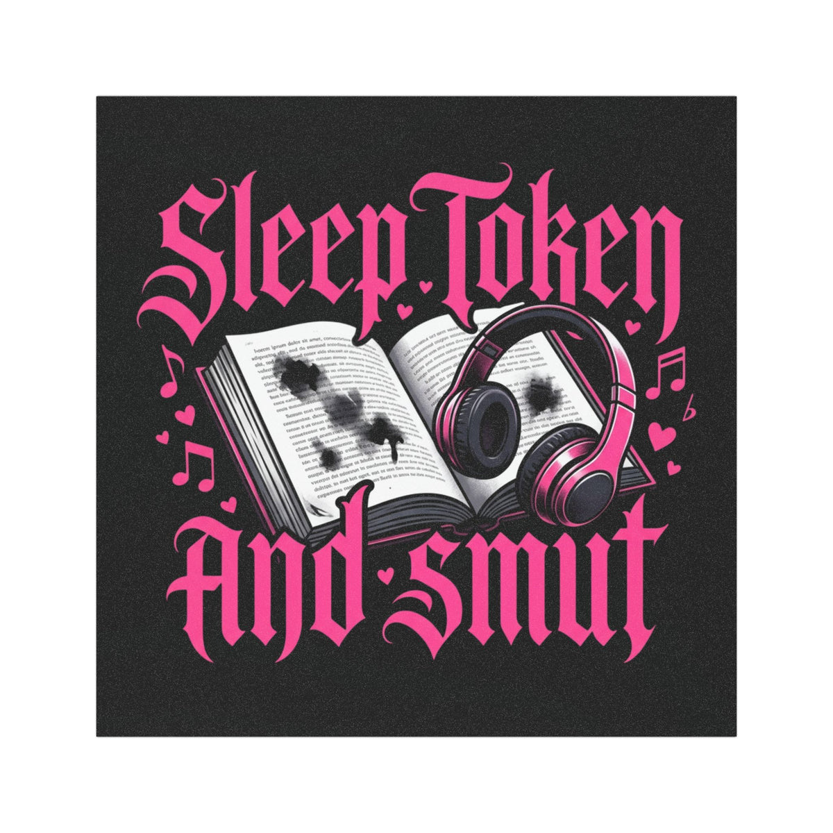Car Magnet — "Sleep, Token and Smut" Gothic Book & Headphones Design