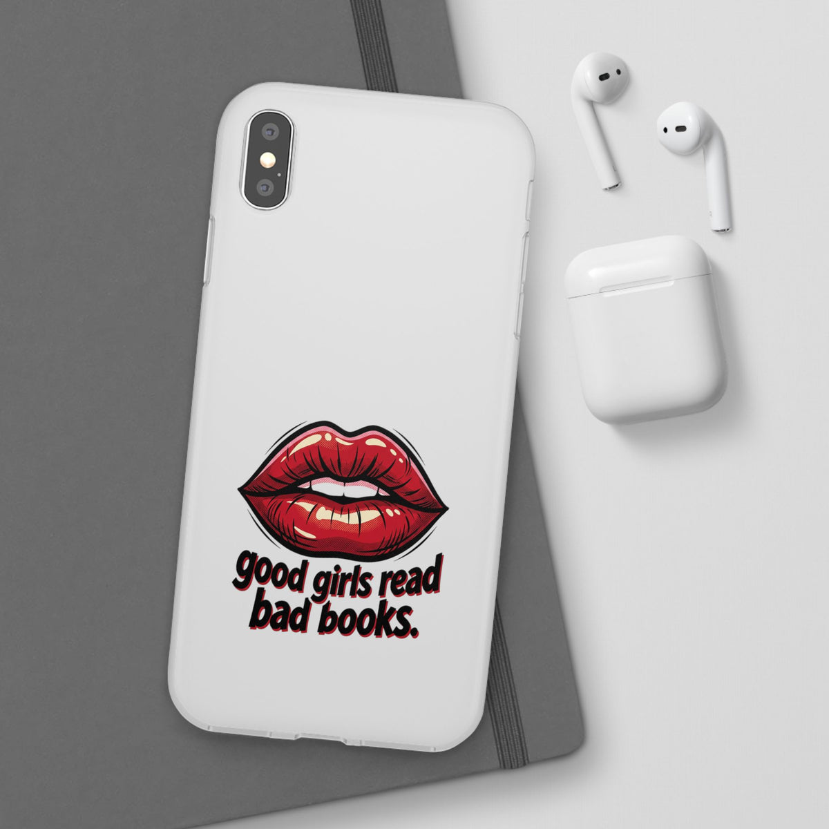 Phone Case — 'Good Girls Read Bad Books' Red Lips Slim Flexi Case