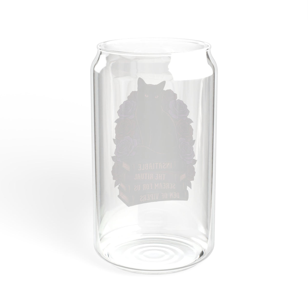 Book Stack and Black Cat Dark Romance Glass Tumbler