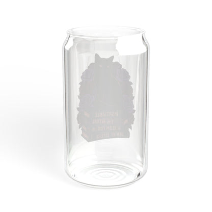 Book Stack and Black Cat Dark Romance Glass Tumbler