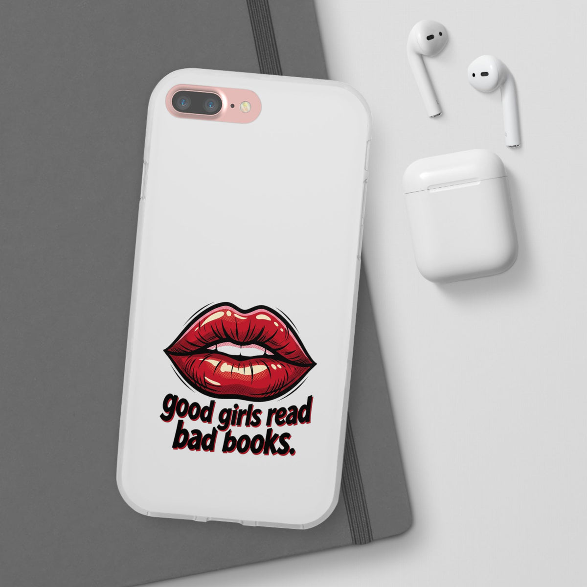 Phone Case — 'Good Girls Read Bad Books' Red Lips Slim Flexi Case
