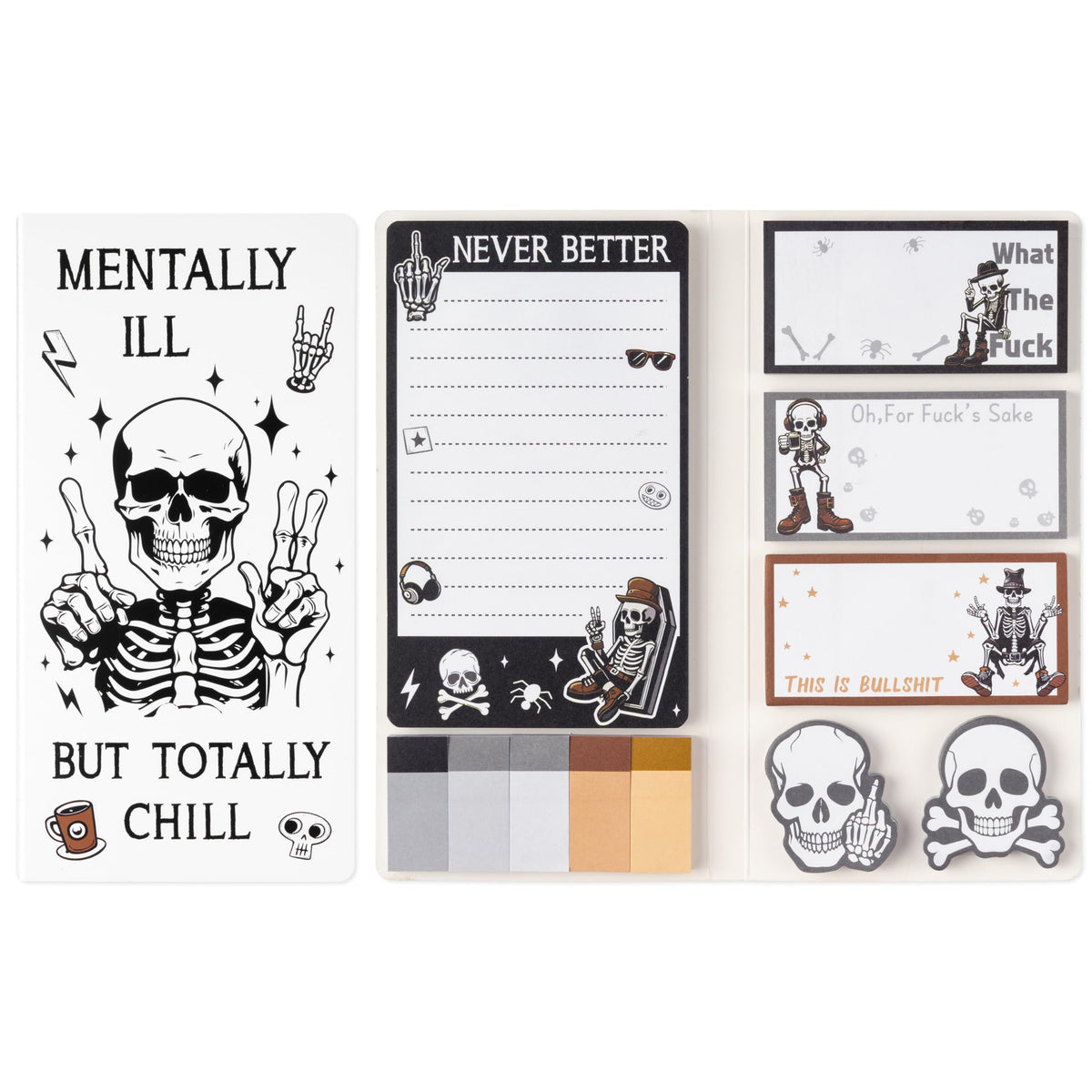 Xqumoi Let Me Read in Peace Dark Romance Sticky Notes Set - 550 Sheets Rose Skull Self-Stick Note Pads Dark Romance Book Lovers Gift Divider Tabs Bundle Writing Memo Pad for Teens Adults