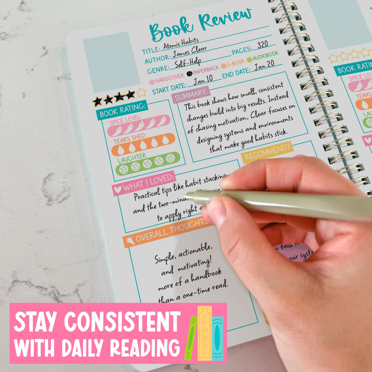 Reading Journal for Women - Book Journal Reading Log Spiral
