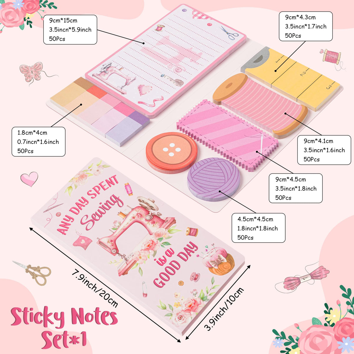 Xqumoi Let Me Read in Peace Dark Romance Sticky Notes Set - 550 Sheets Rose Skull Self-Stick Note Pads Dark Romance Book Lovers Gift Divider Tabs Bundle Writing Memo Pad for Teens Adults