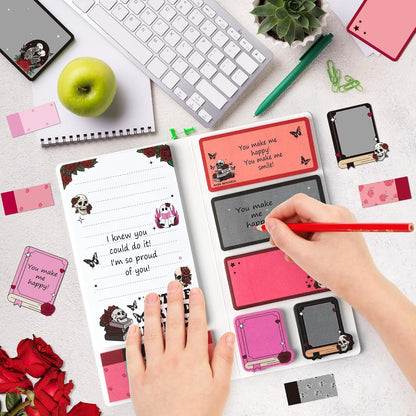 Xqumoi Let Me Read in Peace Dark Romance Sticky Notes Set - 550 Sheets Rose Skull Self-Stick Note Pads Dark Romance Book Lovers Gift Divider Tabs Bundle Writing Memo Pad for Teens Adults