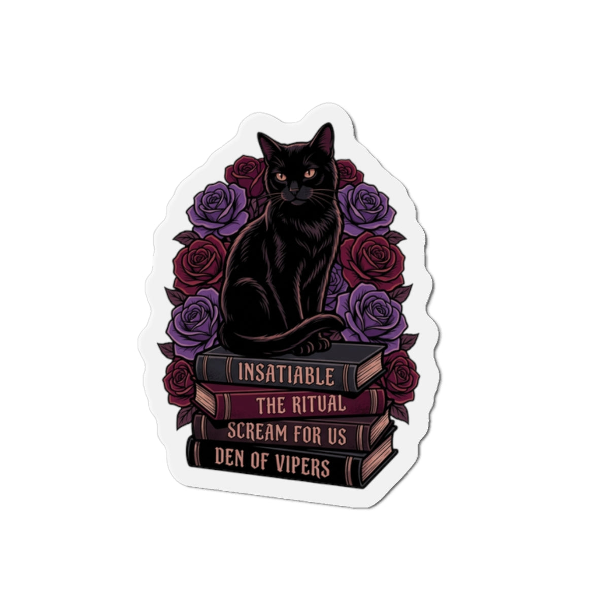Cat & Books Die-Cut Magnet