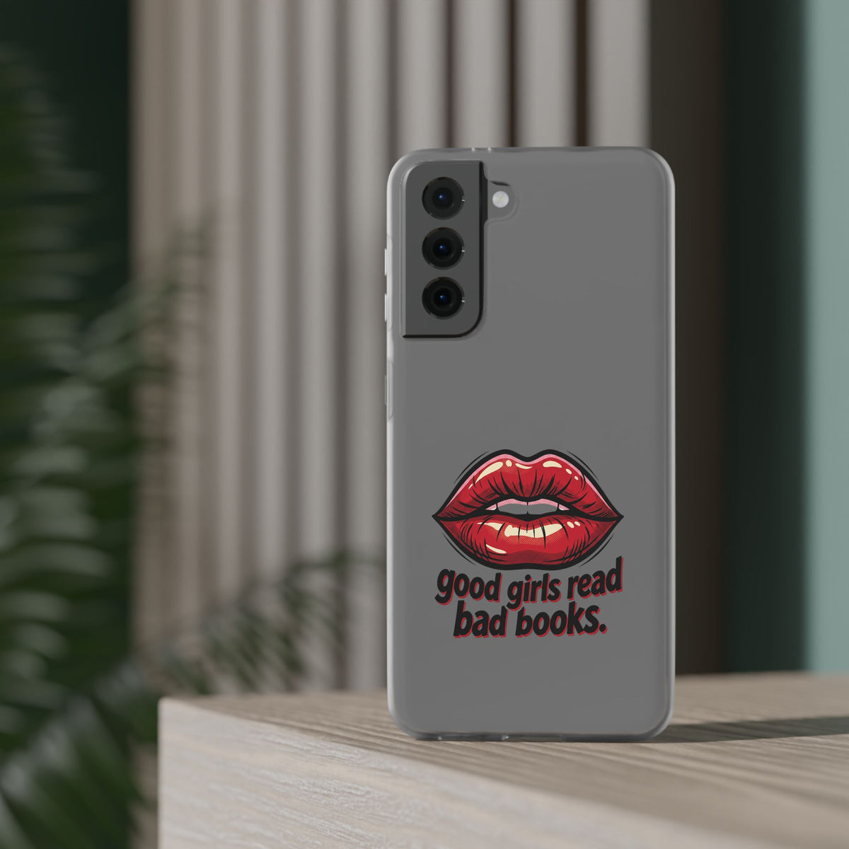 Phone Case — 'Good Girls Read Bad Books' Red Lips Slim Flexi Case