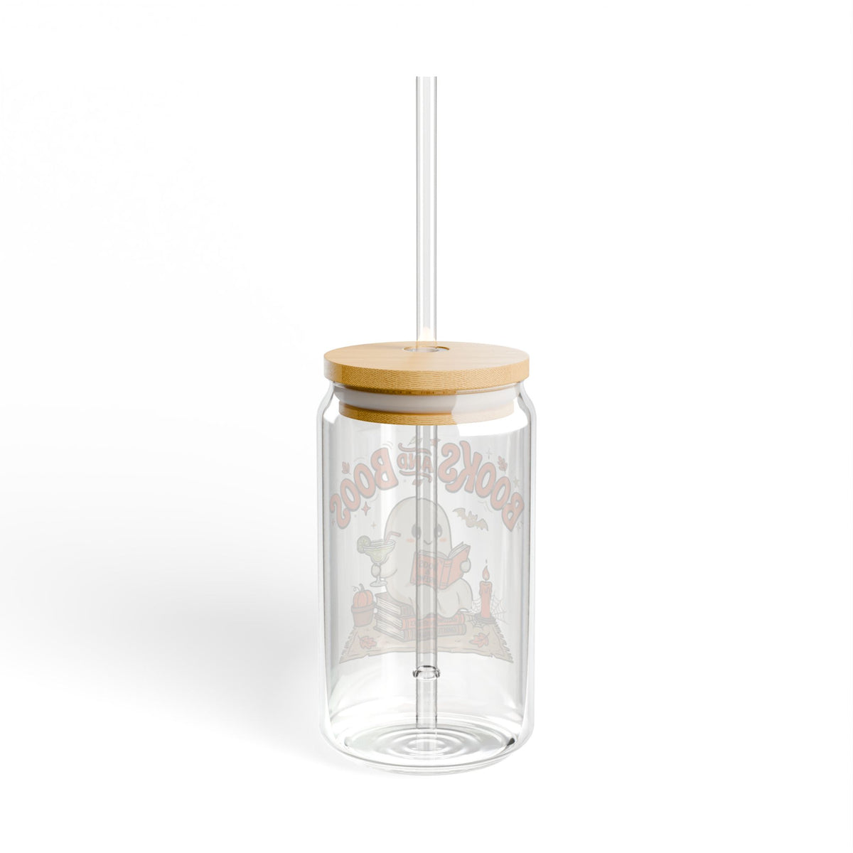 Books and Boo's Ghost Glass Sipper – 16oz Halloween Booklover Tumbler