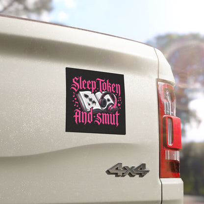 Car Magnet — "Sleep, Token and Smut" Gothic Book & Headphones Design