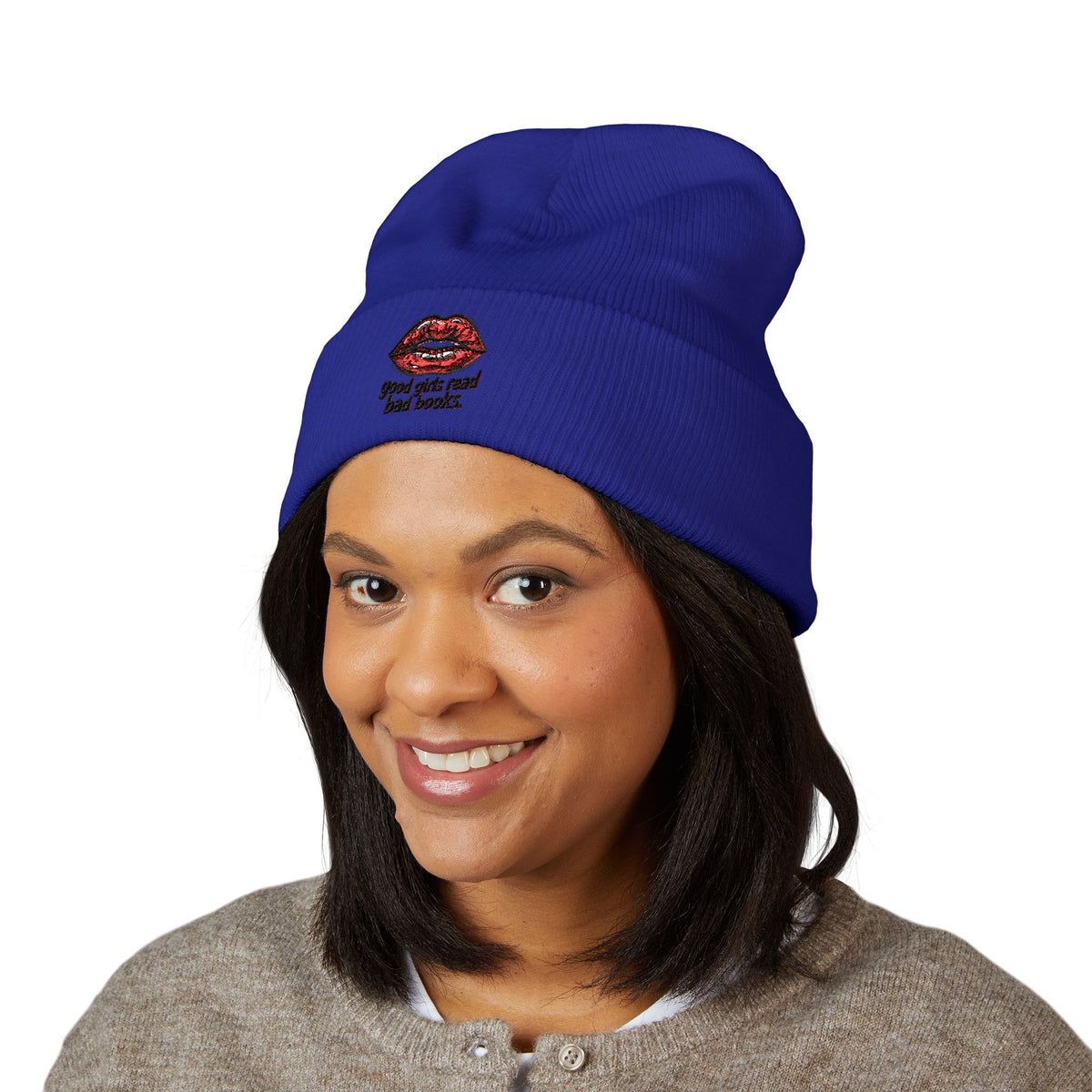 Embroidered 'Good Girls Read Bad Books' Cuffed Beanie