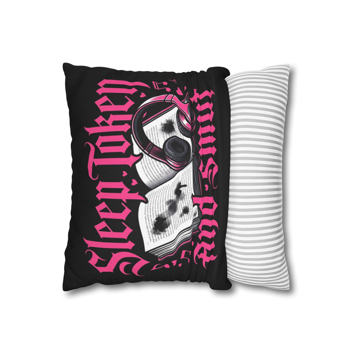 Sleep, Token & Smut Square Pillowcase — Gothic Bookish Headphone Decor
